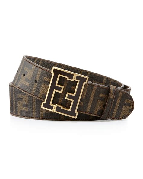 fendi brown zucca college belt red buckle|Fendi Men's Zucca College Belt, Brown/Gold .